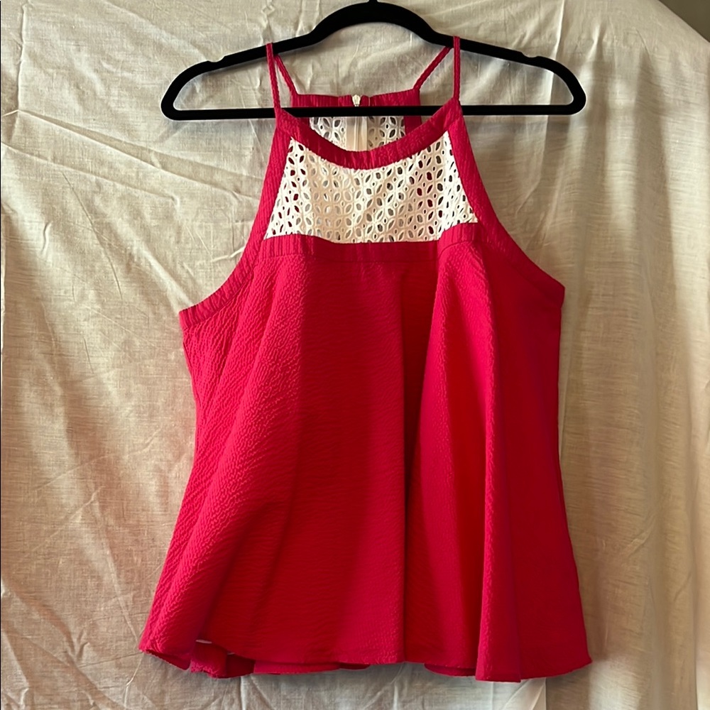NWT Lauren James Women's Pink Halter Top with Lace Detail